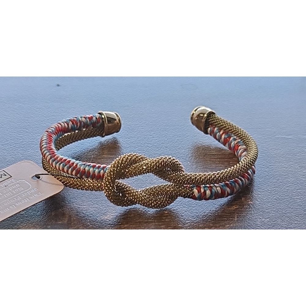 Fabulous Nautical Knot Bracelet - Red White & Blue with Gold Mesh Accents - Picture 4 of 5